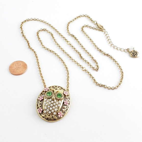 NWOT! Betsey Johnson Necklace Owl Pendant - Picture 5 of 8